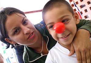 youngster waiting for Patch Adams
