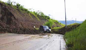 car navagates landslide