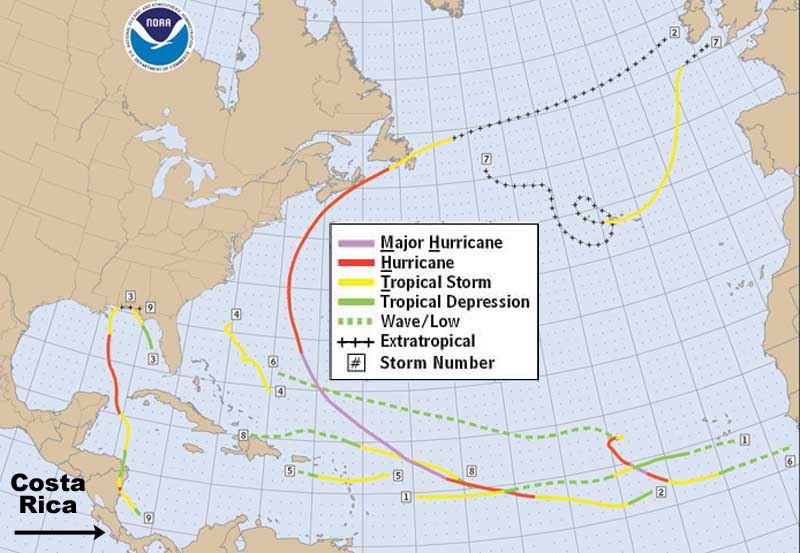 2009 hurricane tracks