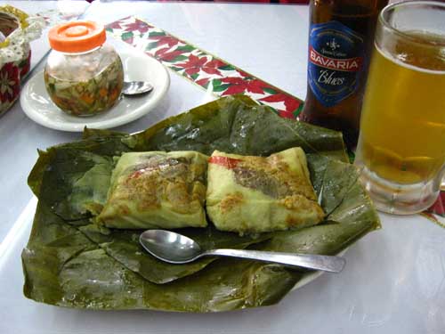 tamal and beer